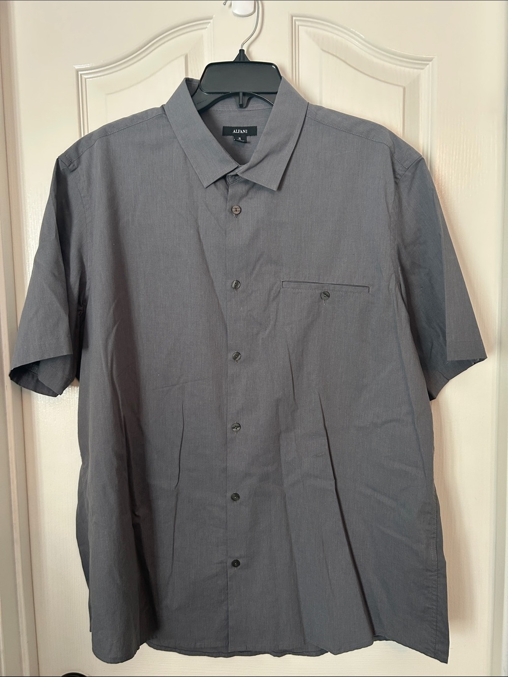 Alfani Men's Short-Sleeve Button-Down Shirt in Charcoal